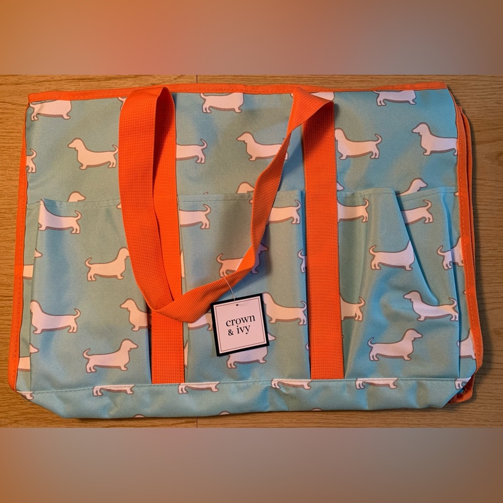 Large DACHSHUND dog print tote bag NEW